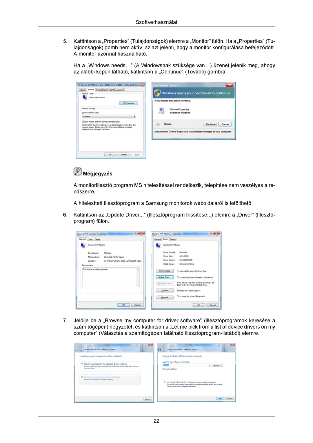 Samsung LS23MYZABCABEN, LS23MYZABC/EDC, LS23MYZABCA/EN, LS23MYZASC/EDC manual Megjegyzés 