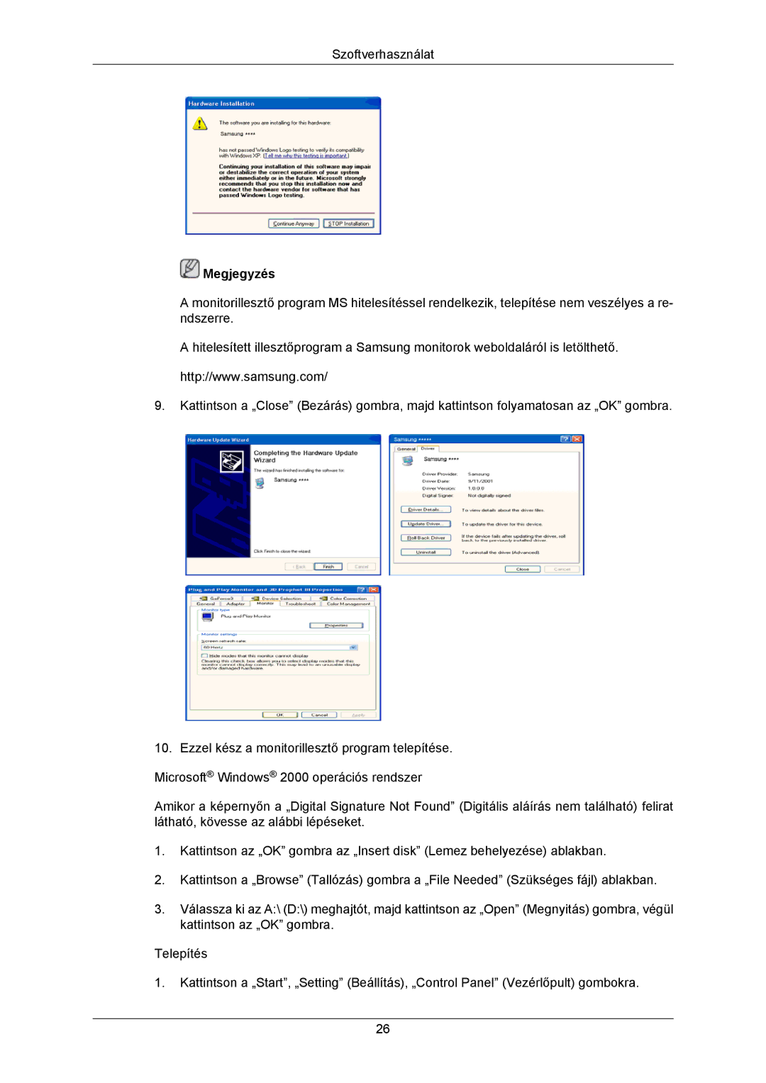 Samsung LS23MYZABCABEN, LS23MYZABC/EDC, LS23MYZABCA/EN, LS23MYZASC/EDC manual Megjegyzés 