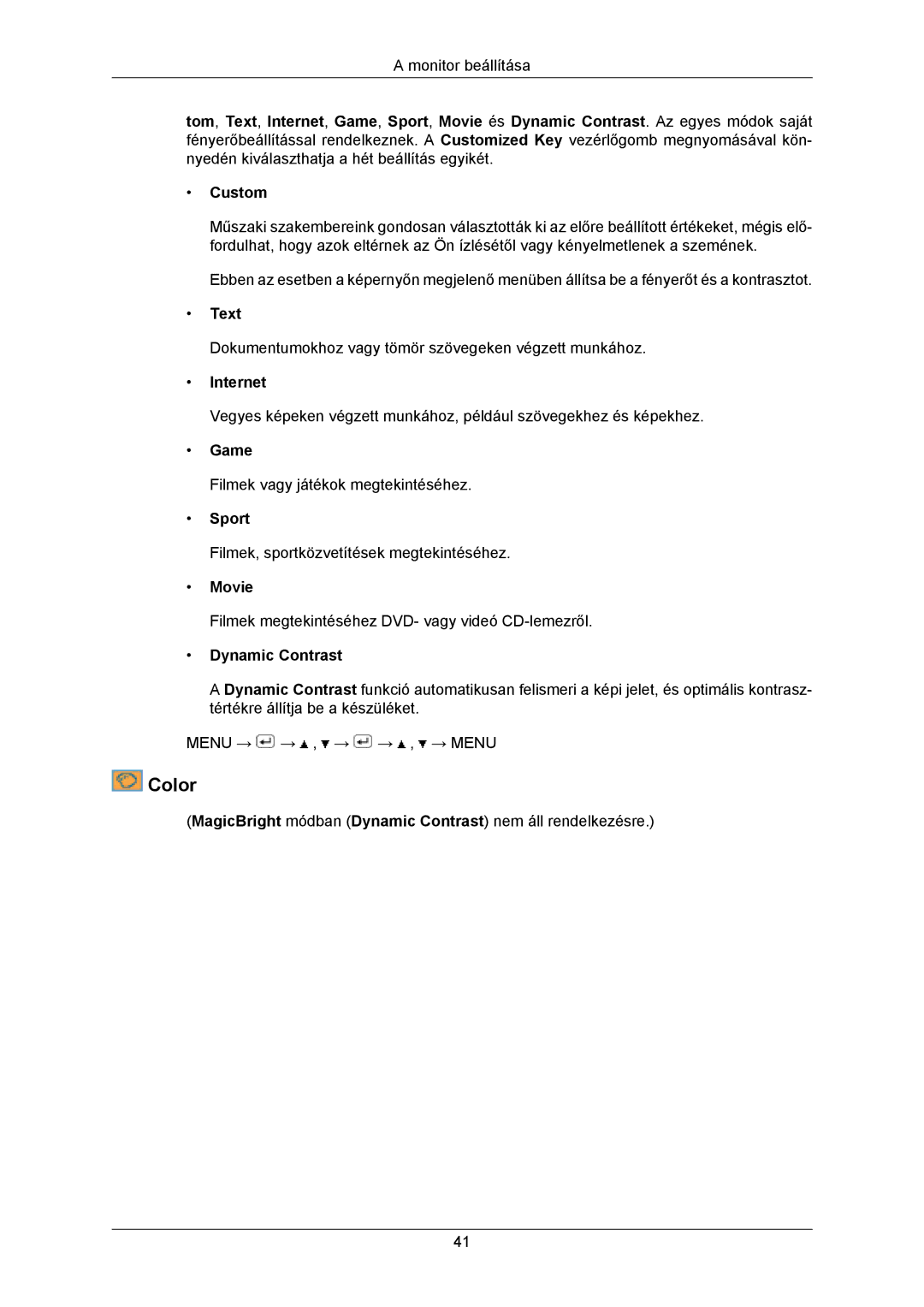 Samsung LS23MYZABC/EDC, LS23MYZABCA/EN, LS23MYZASC/EDC, LS23MYZABCABEN manual Color 