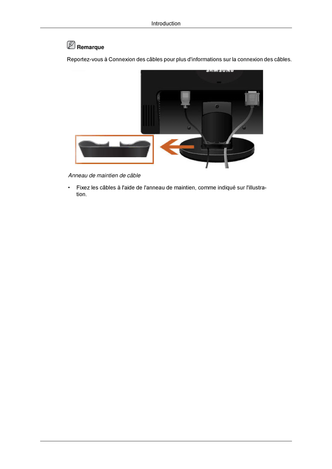 Samsung LS23MYZABC/EDC, LS23MYZABCA/EN manual Anneau de maintien de câble 