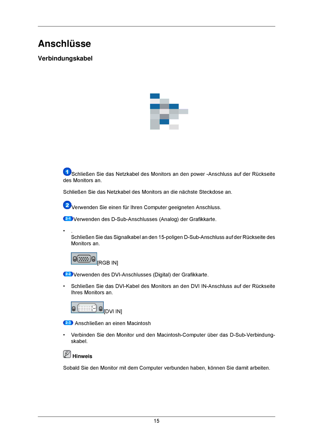 Samsung LS23MYZABC/EDC, LS23MYZABCA/EN manual Anschlüsse, Verbindungskabel 