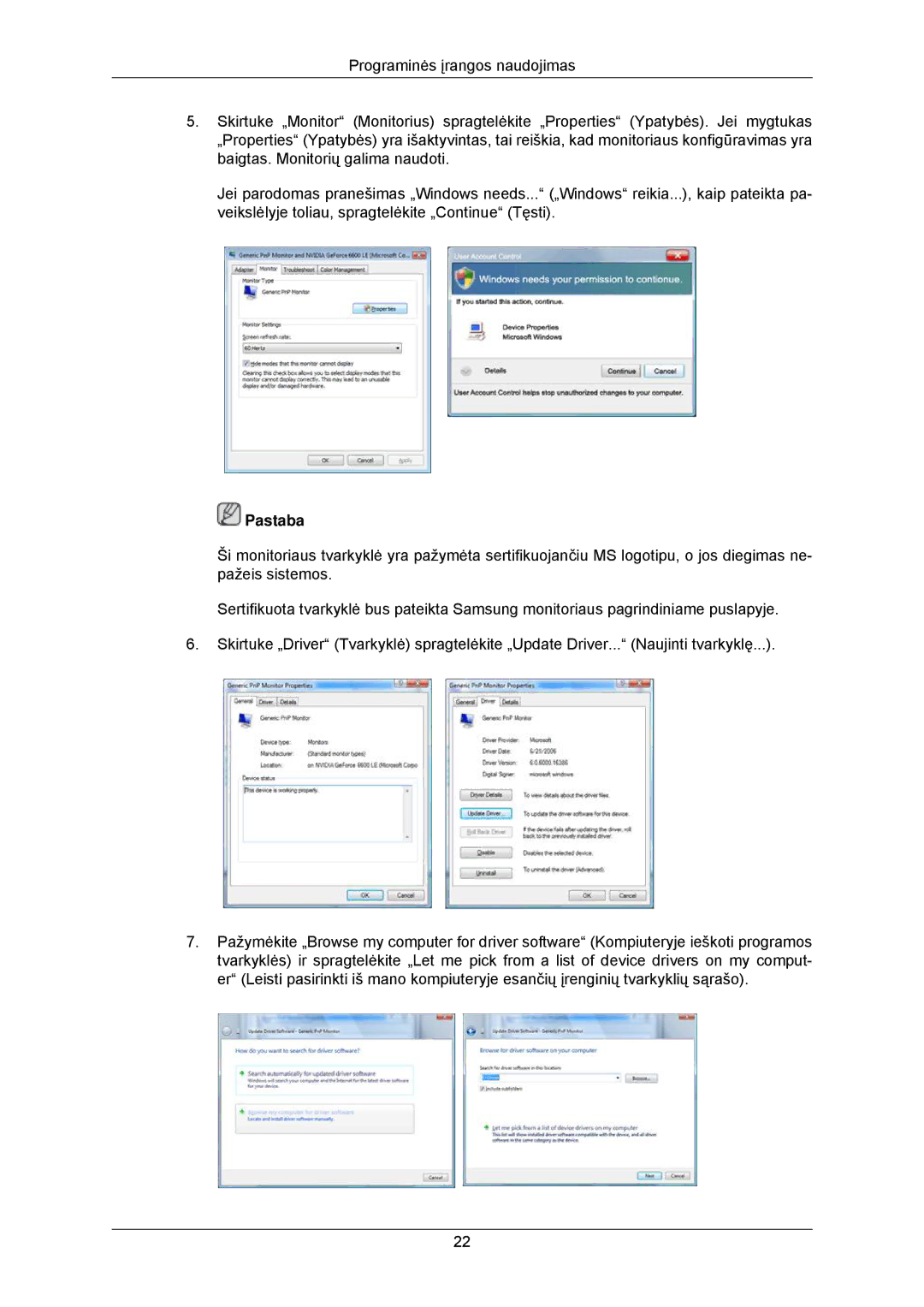 Samsung LS23MYZABCA/EN, LS23MYZABC/EDC manual Pastaba 