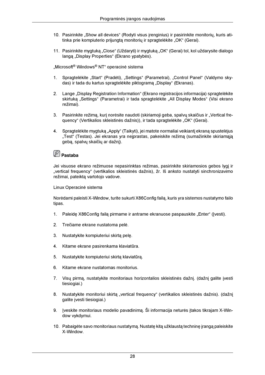 Samsung LS23MYZABCA/EN, LS23MYZABC/EDC manual Pastaba 