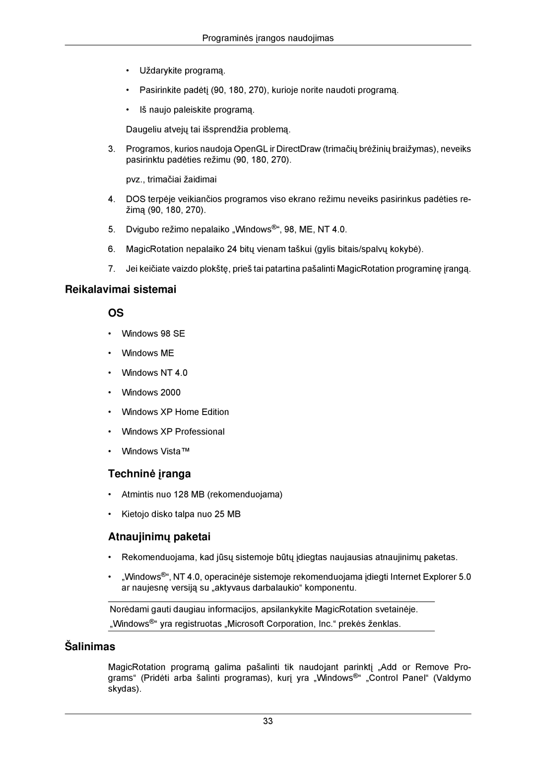 Samsung LS23MYZABC/EDC, LS23MYZABCA/EN manual Reikalavimai sistemai, Atnaujinimų paketai 