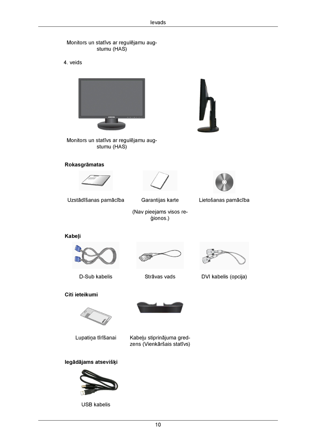 Samsung LS23MYZABCA/EN, LS23MYZABC/EDC manual Rokasgrāmatas, Kabeļi, Citi ieteikumi, Iegādājams atsevišķi 