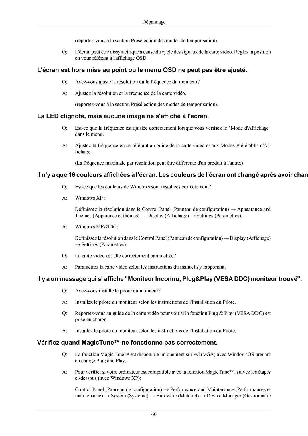 Samsung LS23MYZABC/EDC, LS24MYKABCA/EN, LS24MYKABC/EDC manual La LED clignote, mais aucune image ne saffiche à lécran 