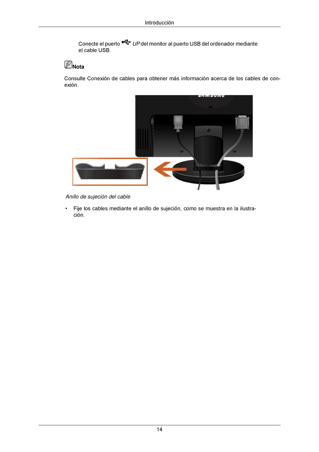 Samsung LS23MYZABC/EDC manual Anillo de sujeción del cable 