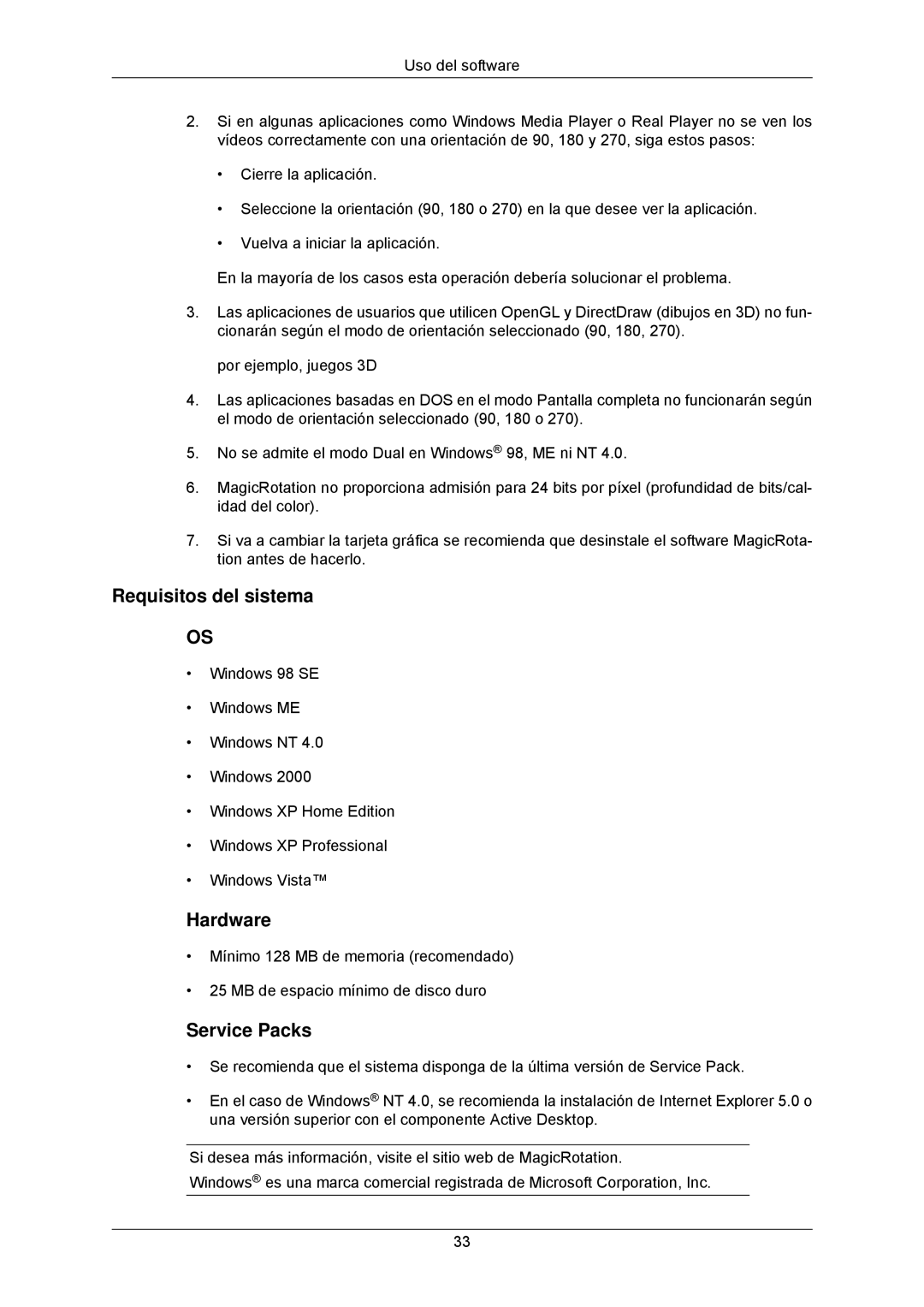 Samsung LS23MYZABC/EDC manual Service Packs 