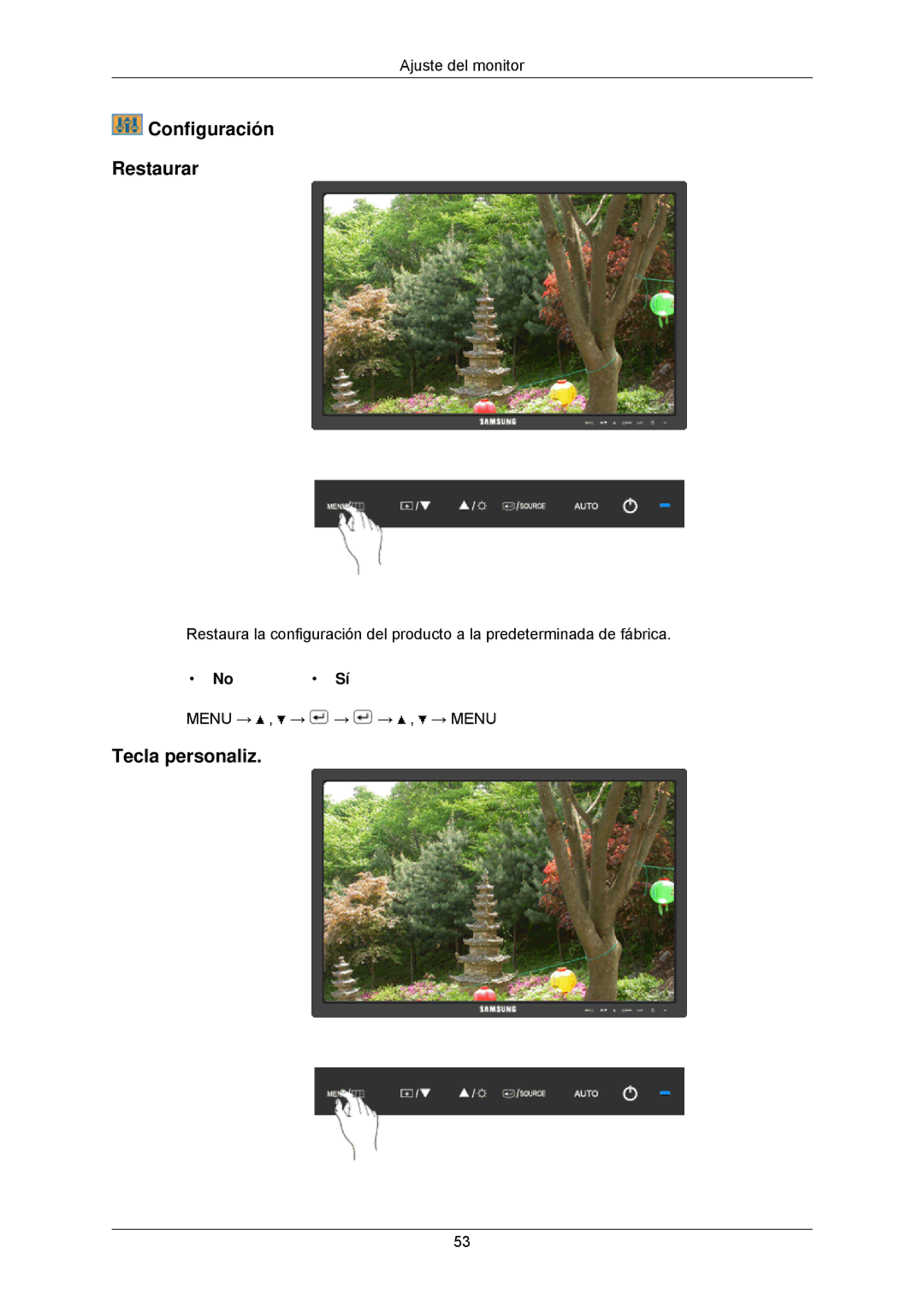 Samsung LS23MYZABC/EDC manual Configuración Restaurar, No Sí 