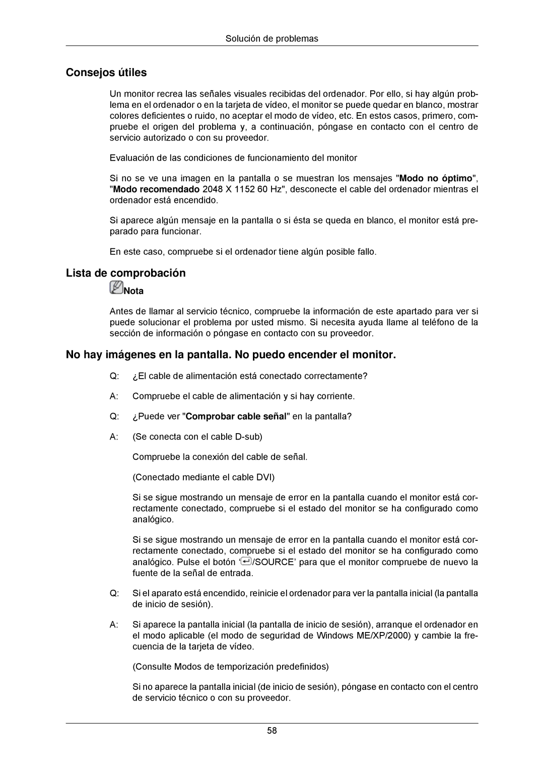 Samsung LS23MYZABC/EDC manual Consejos útiles, Lista de comprobación 