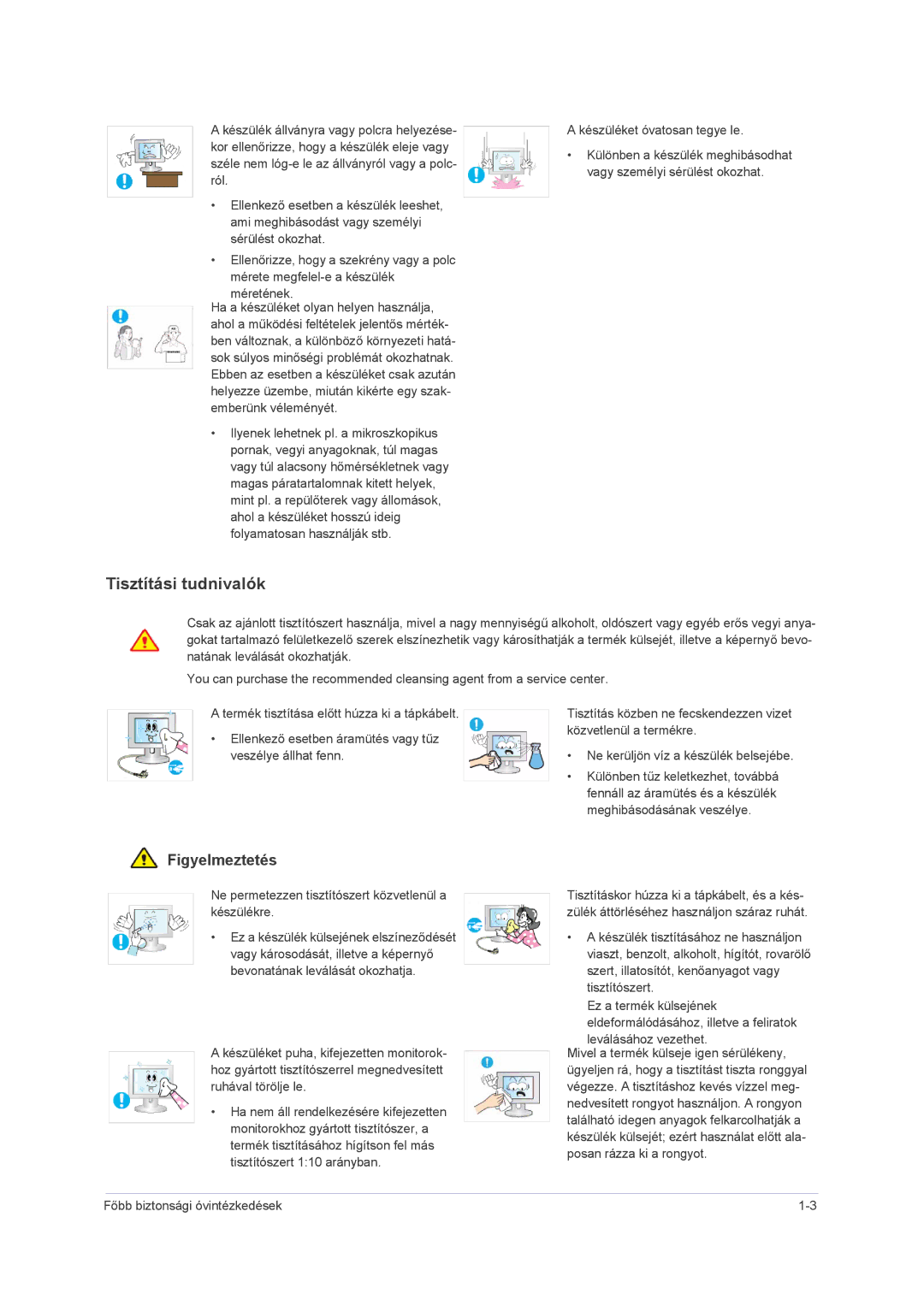 Samsung LS23NVMAH5SEN, LS23NVMAB5/EN, LS23NVMABW/ZA manual Tisztítási tudnivalók 