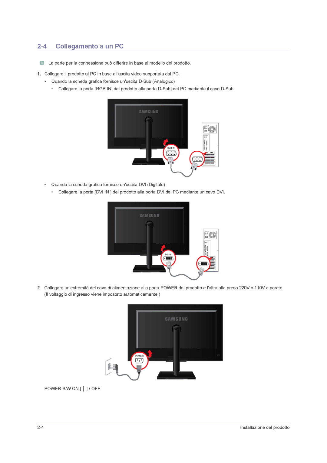 Samsung LS23NVMAB5/EN manual Collegamento a un PC 