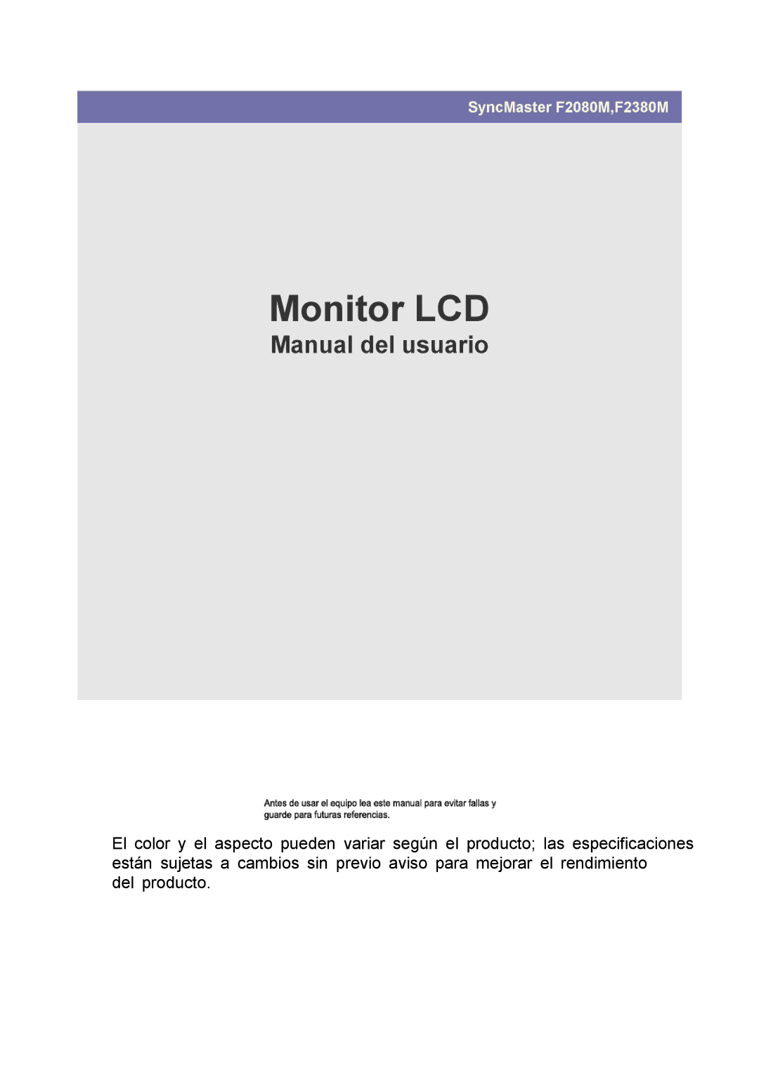 Samsung LS23NVMAB5/EN manual LCD Monitor 