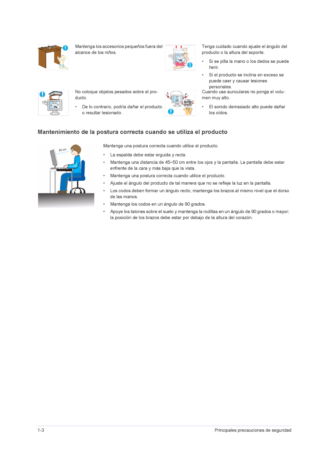 Samsung LS23NVMAB5/EN manual Principales precauciones de seguridad 