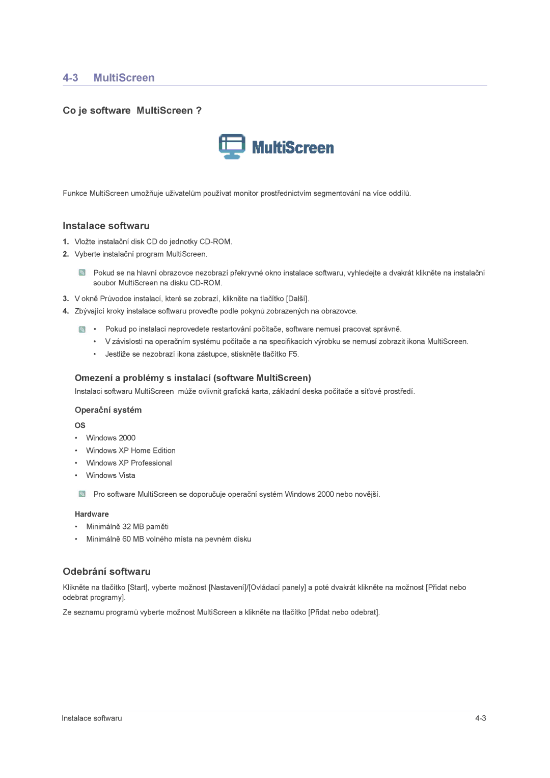 Samsung LS23NVMAB5/EN manual Co je software MultiScreen ? 