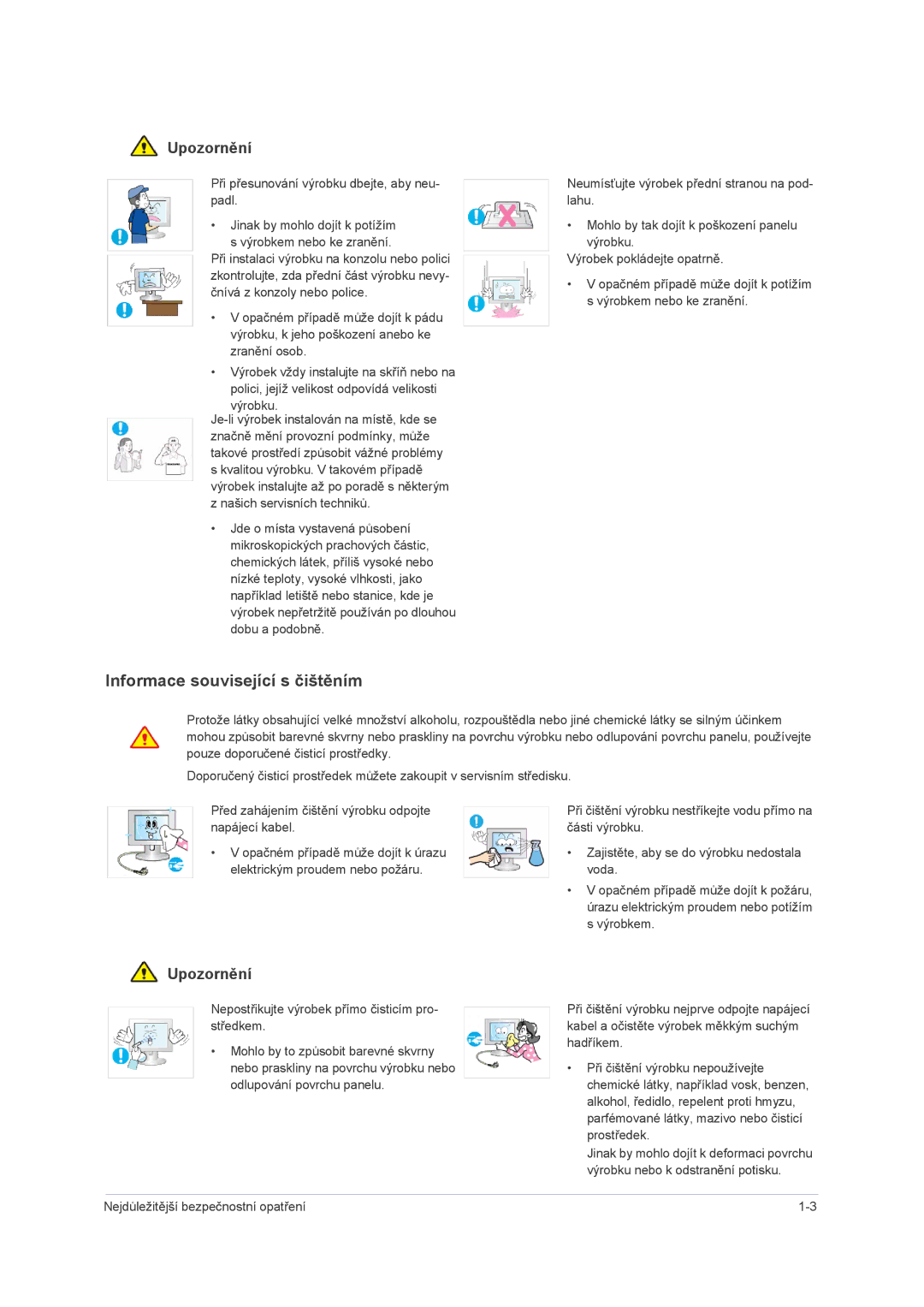 Samsung LS23NVMAB5/EN manual Informace související s čištěním 