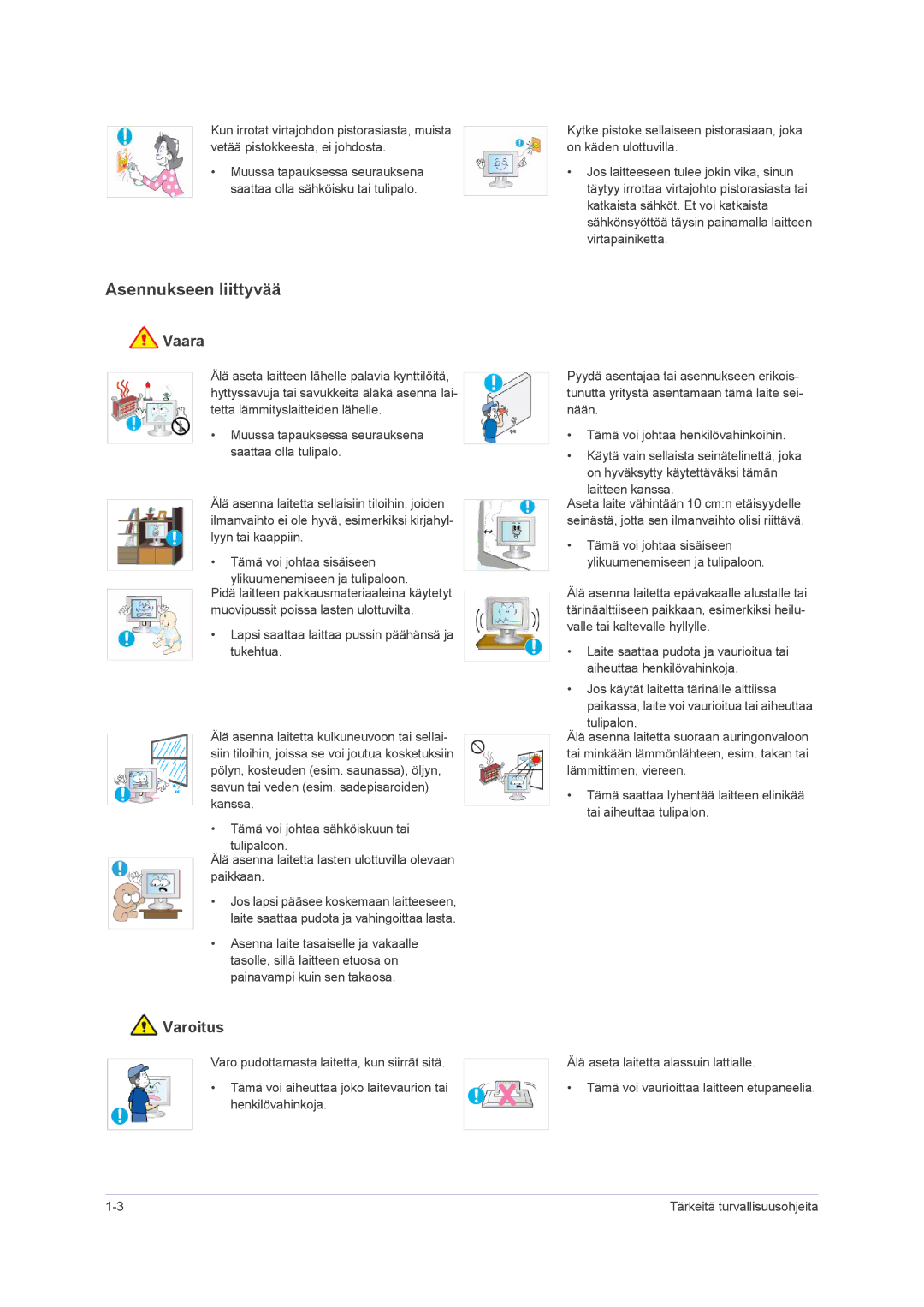 Samsung LS23NVMAB5/EN manual Asennukseen liittyvää 