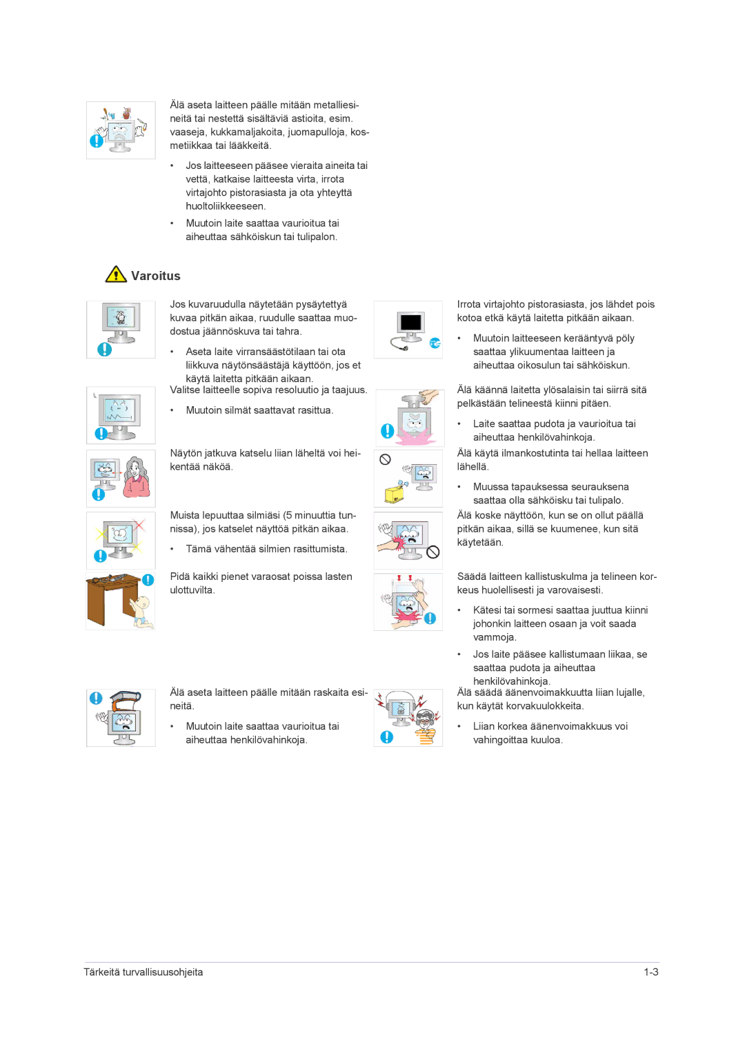 Samsung LS23NVMAB5/EN manual Varoitus 