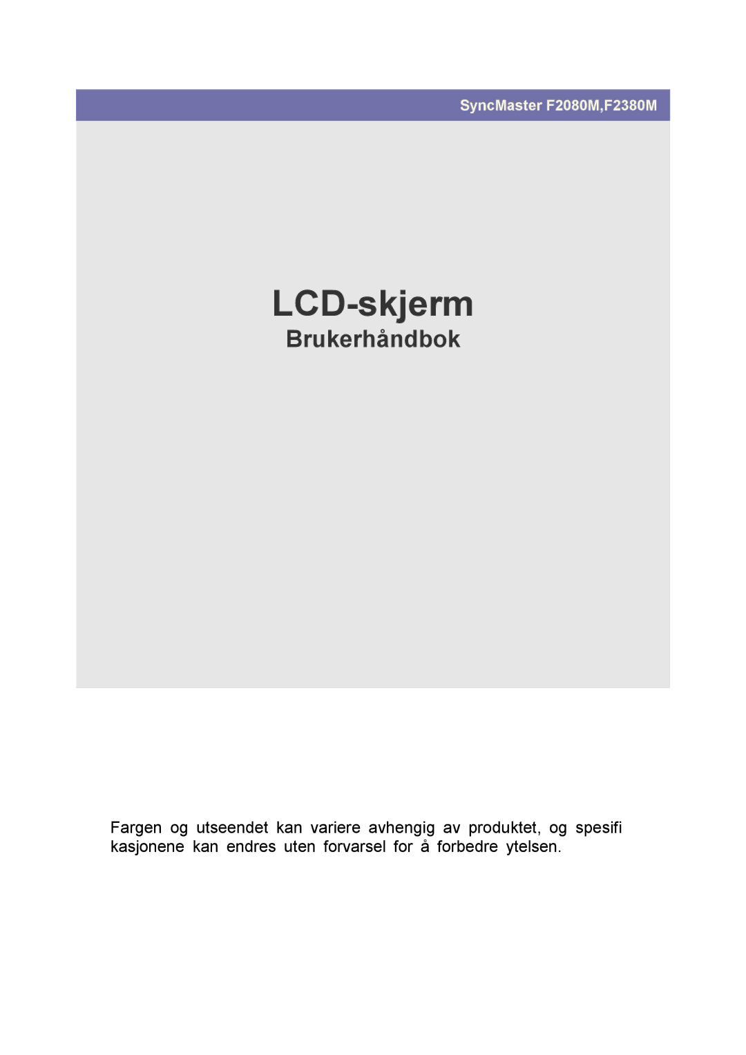 Samsung LS23NVMAB5/EN manual LCD-skjerm 