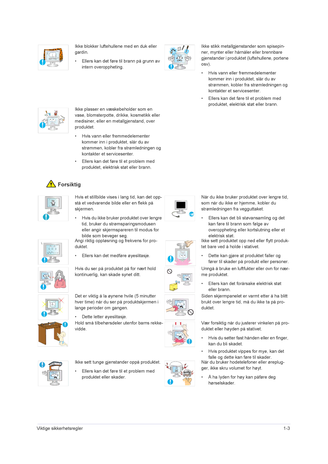 Samsung LS23NVMAB5/EN manual Forsiktig 