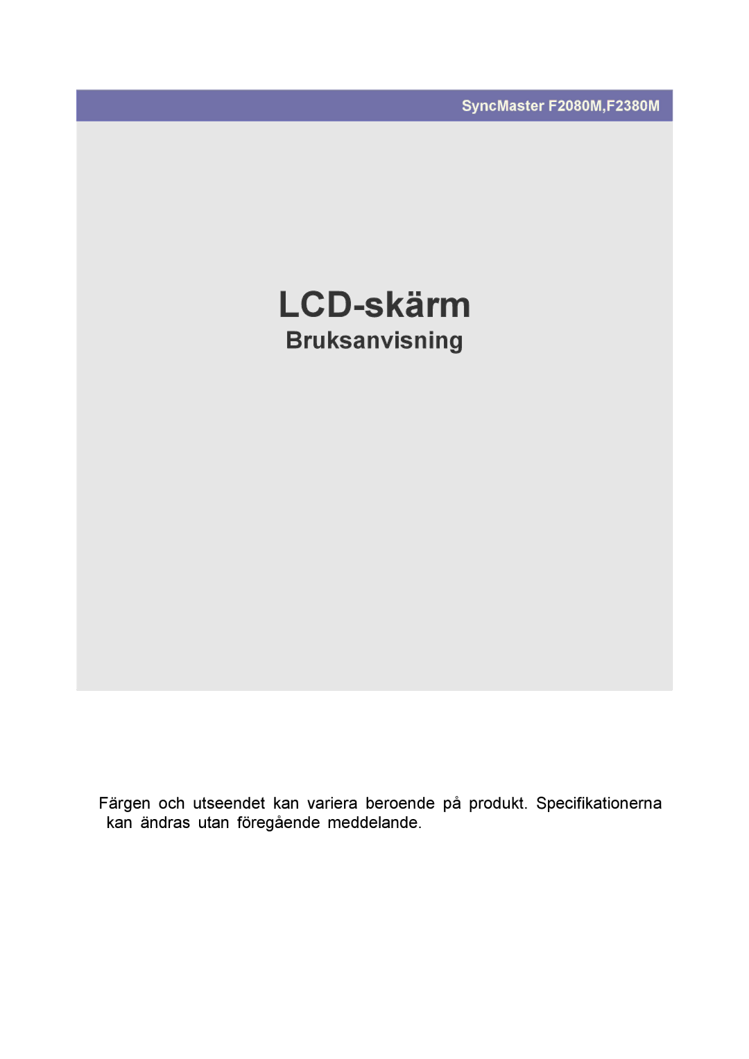 Samsung LS23NVMAB5/EN manual LCD-skärm 