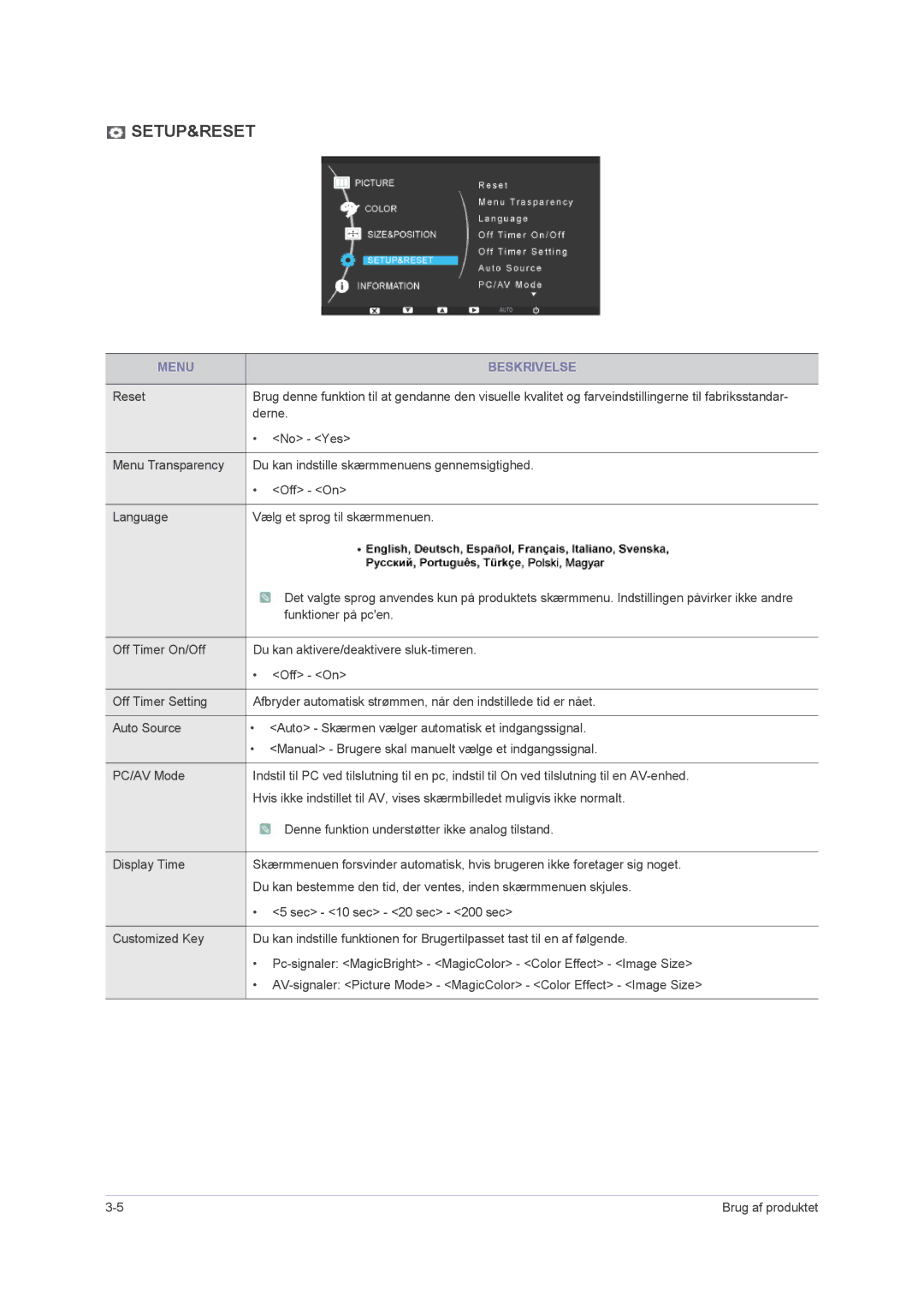 Samsung LS23NVMAB5/EN manual Setup&Reset 