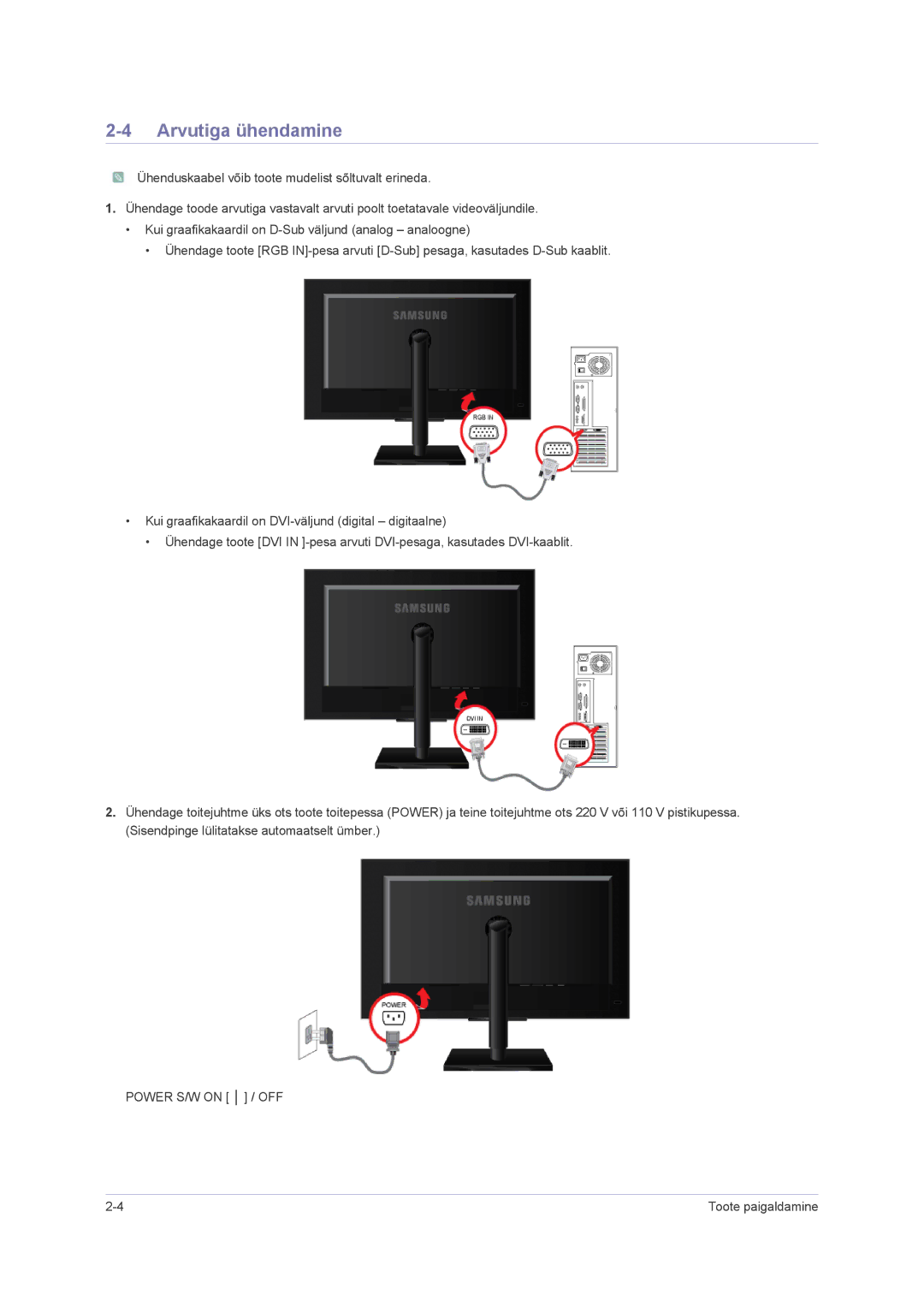 Samsung LS23NVMAB5/EN manual Arvutiga ühendamine 