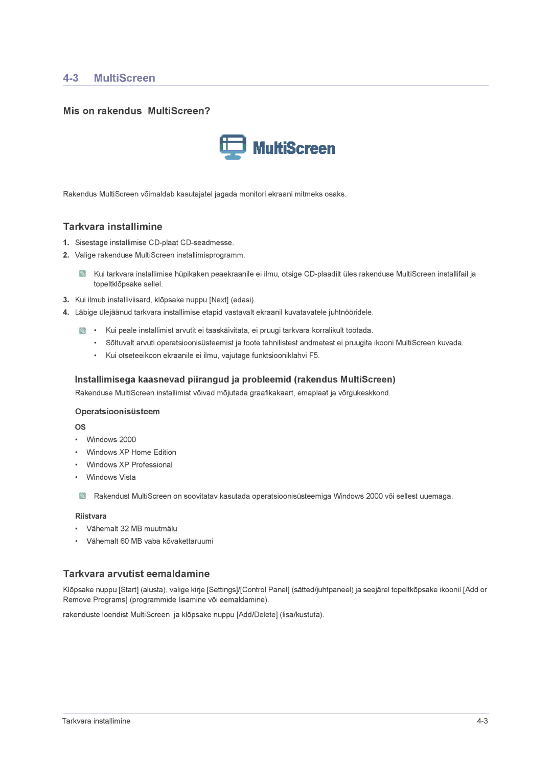 Samsung LS23NVMAB5/EN manual Mis on rakendus MultiScreen? 