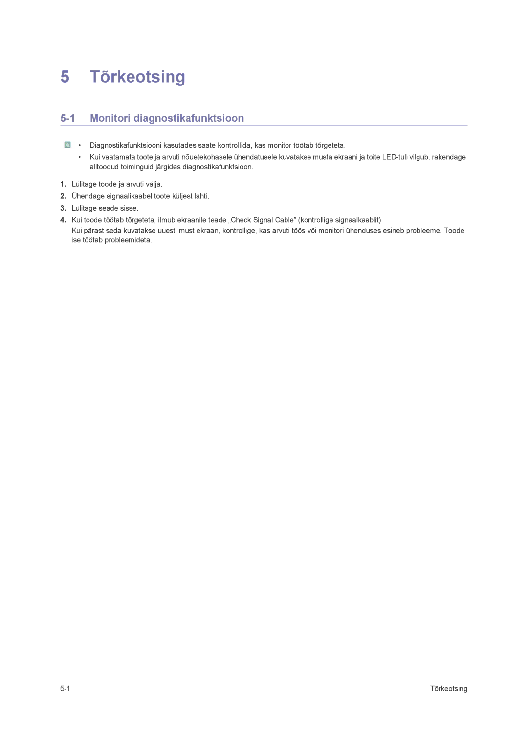 Samsung LS23NVMAB5/EN manual Tõrkeotsing, Monitori diagnostikafunktsioon 