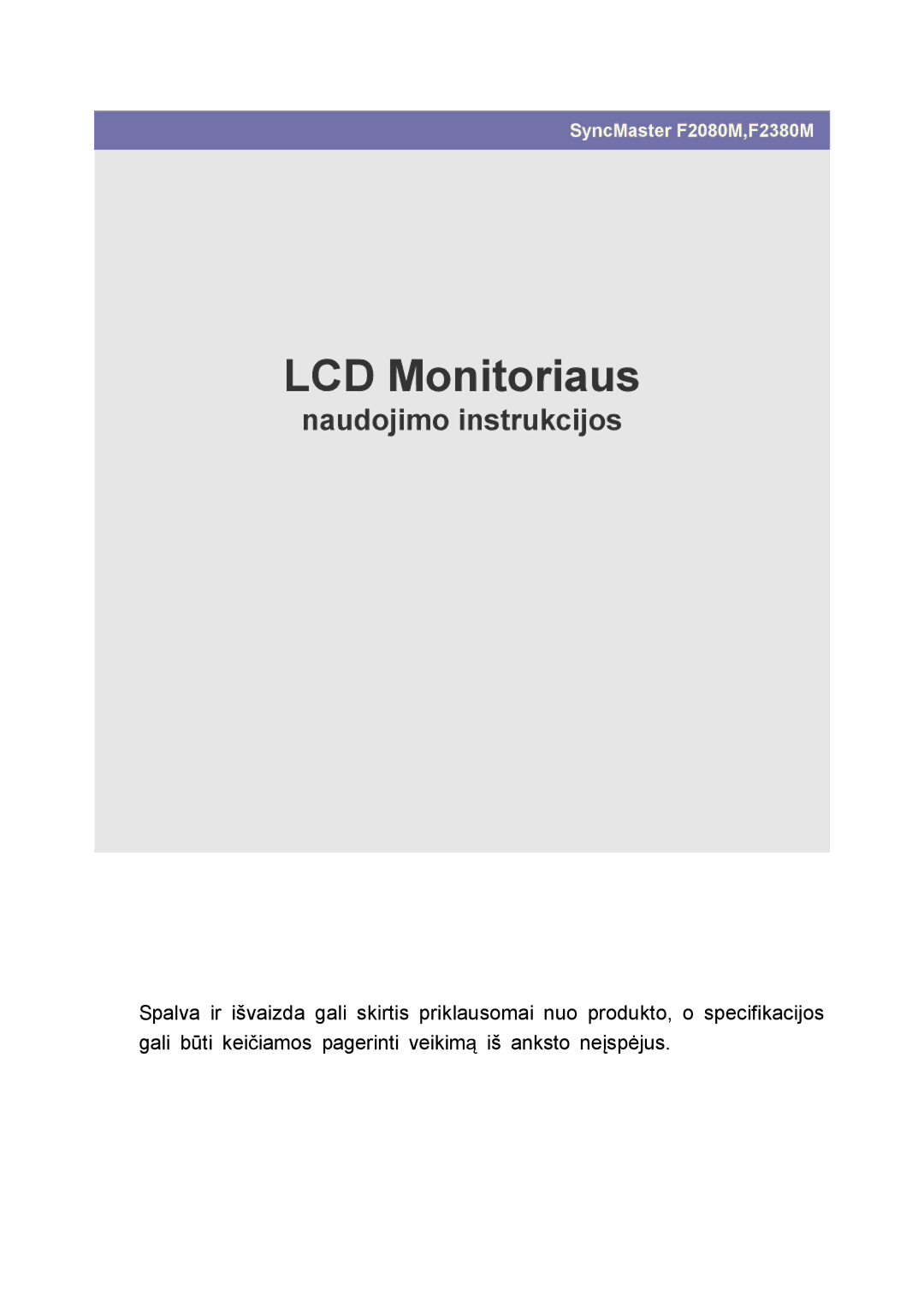 Samsung LS23NVMAB5/EN manual LCD Monitoriaus 