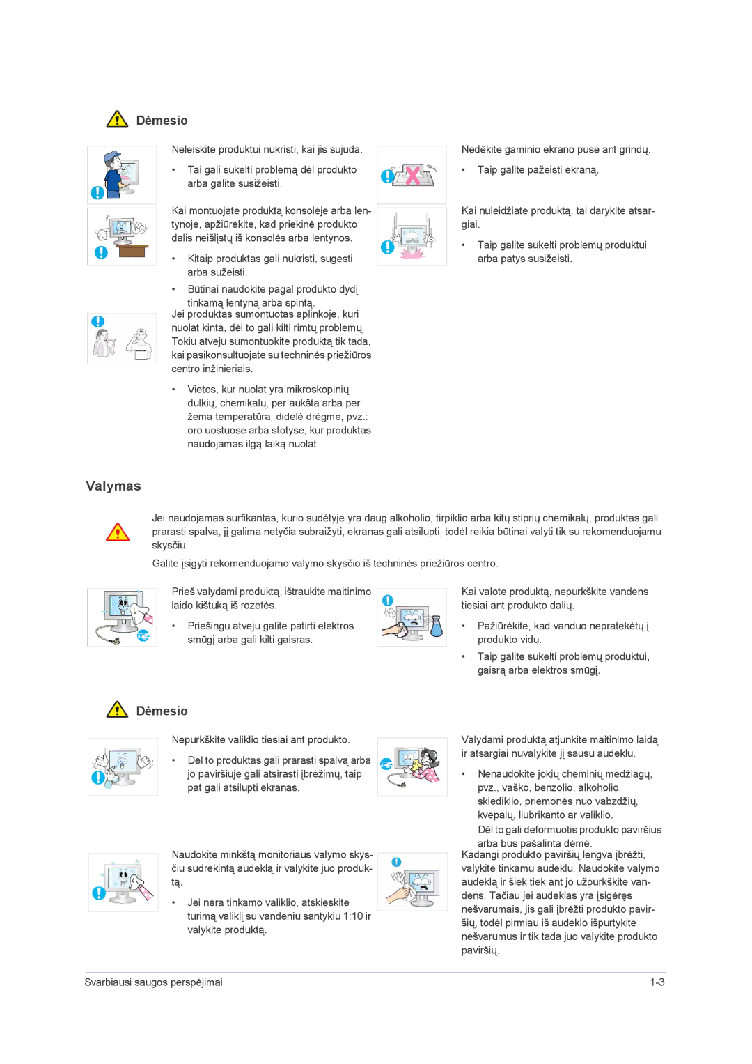 Samsung LS23NVMAB5/EN manual Valymas 