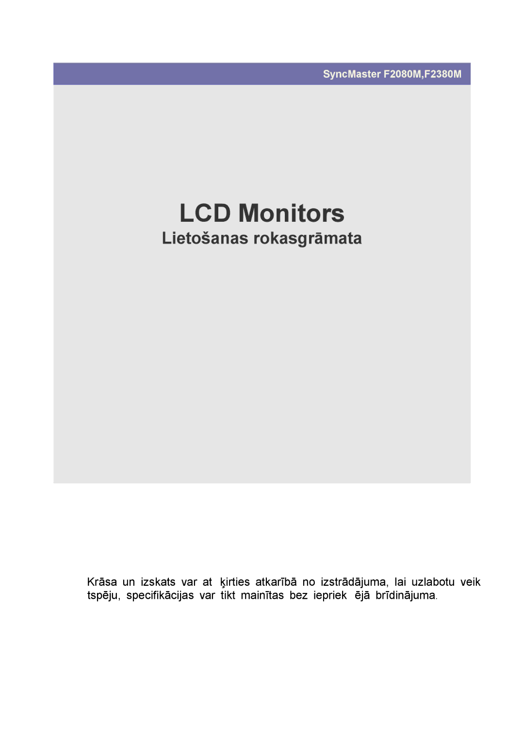 Samsung LS23NVMAB5/EN manual LCD Monitors 