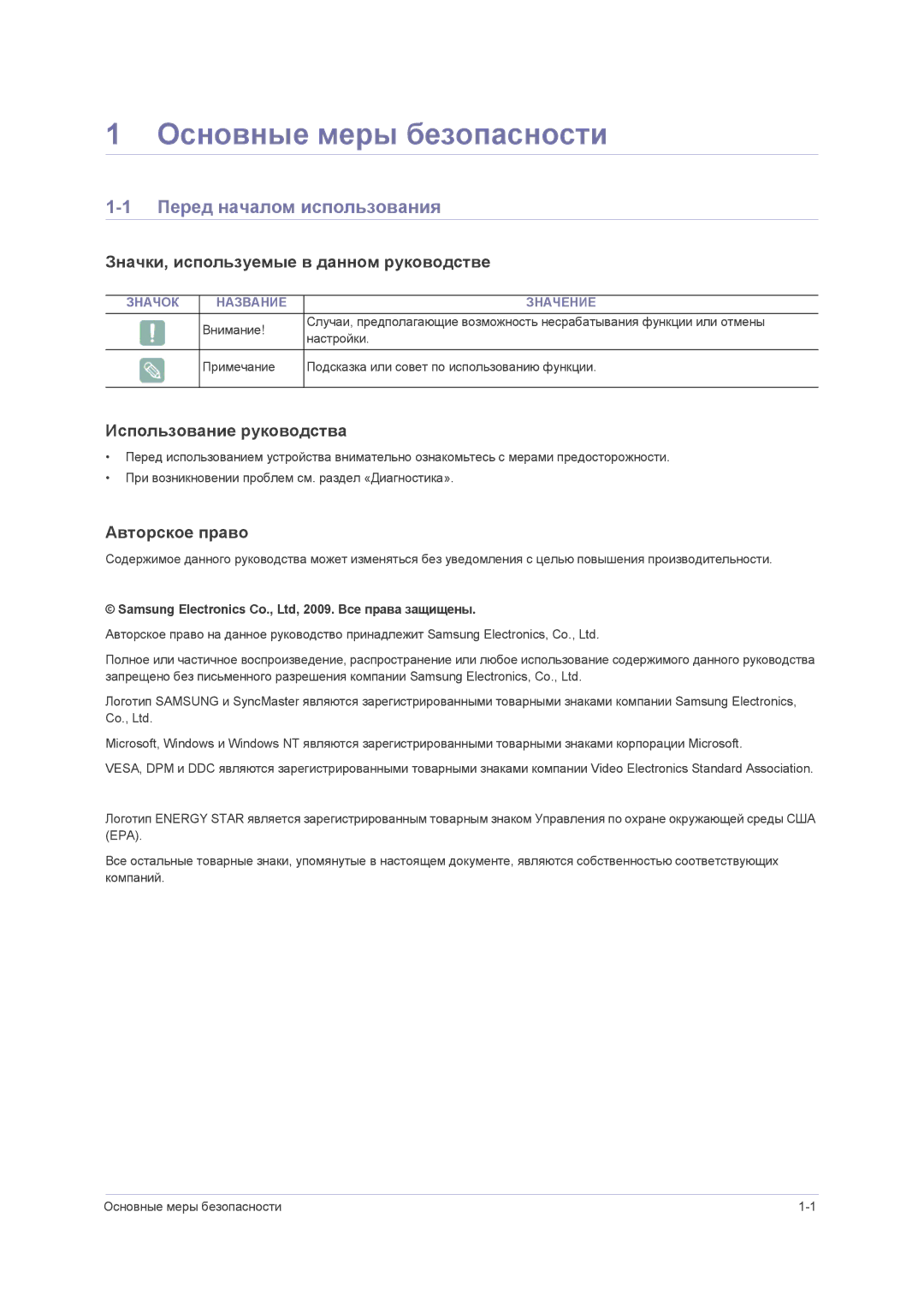 Samsung LS23NVMAB5/EN Основные меры безопасности, Перед началом использования, Значки, используемые в данном руководстве 