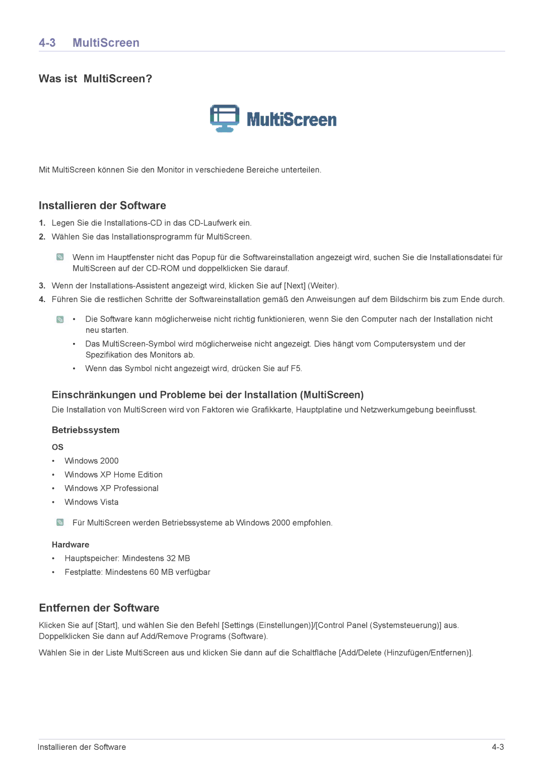 Samsung LS20NVTABW/EN, LS23NVTABW/EN manual Was ist MultiScreen? 