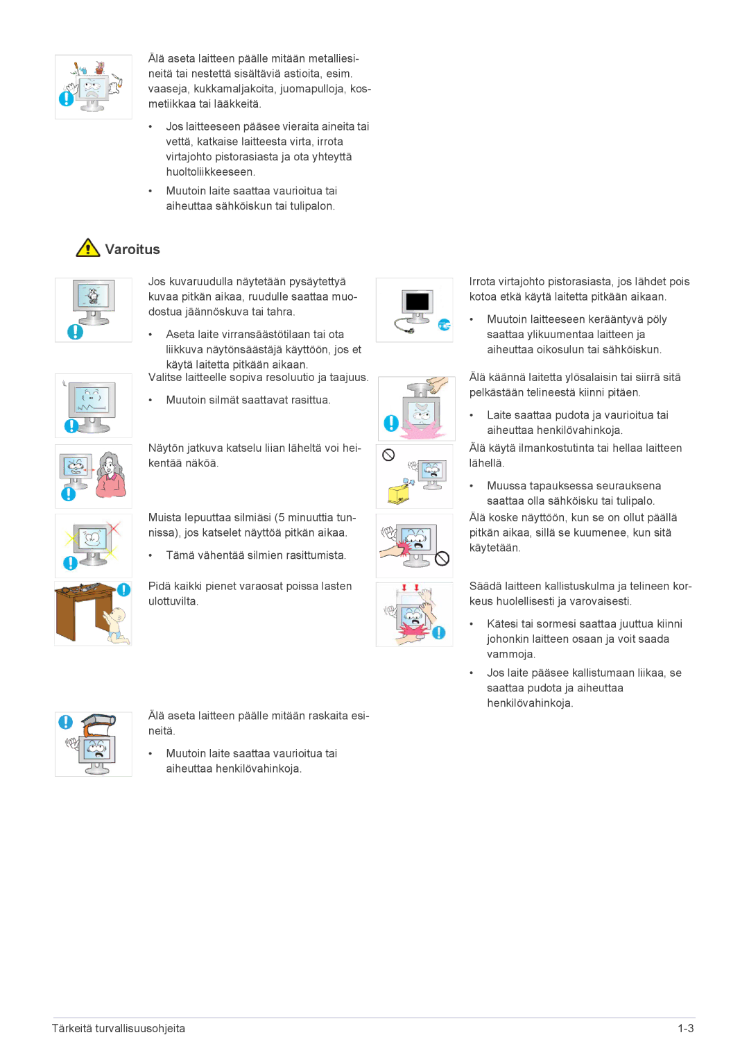 Samsung LS20NVTABW/EN, LS23NVTABW/EN manual Varoitus 