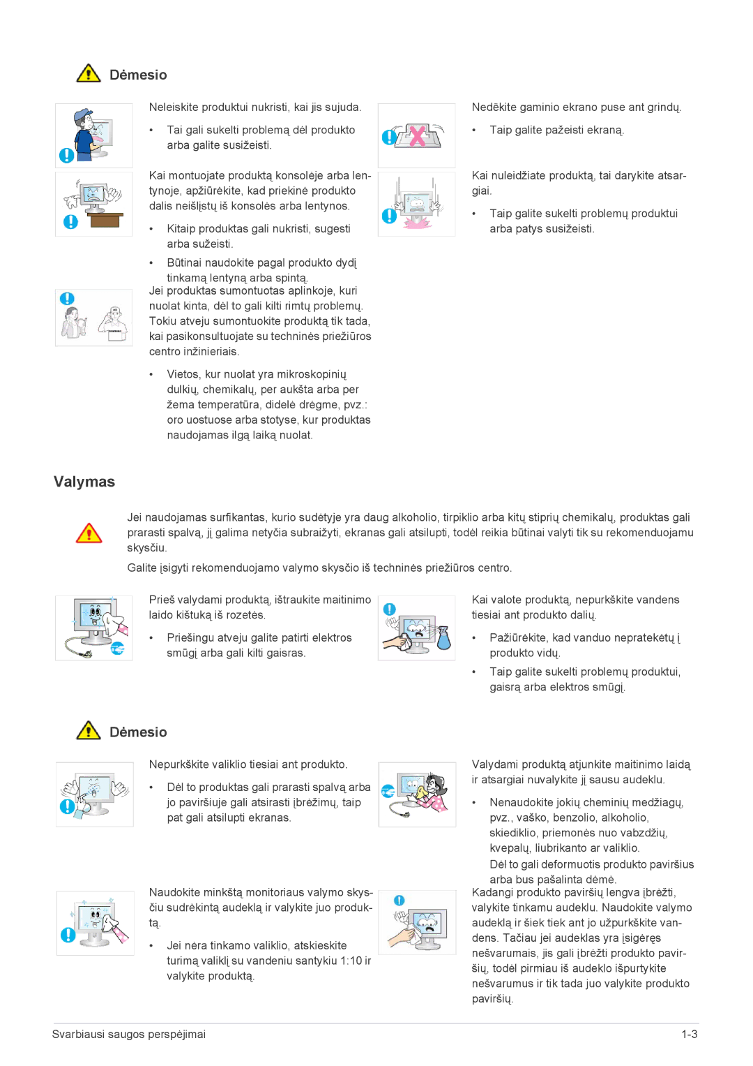 Samsung LS20NVTABW/EN, LS23NVTABW/EN manual Valymas 