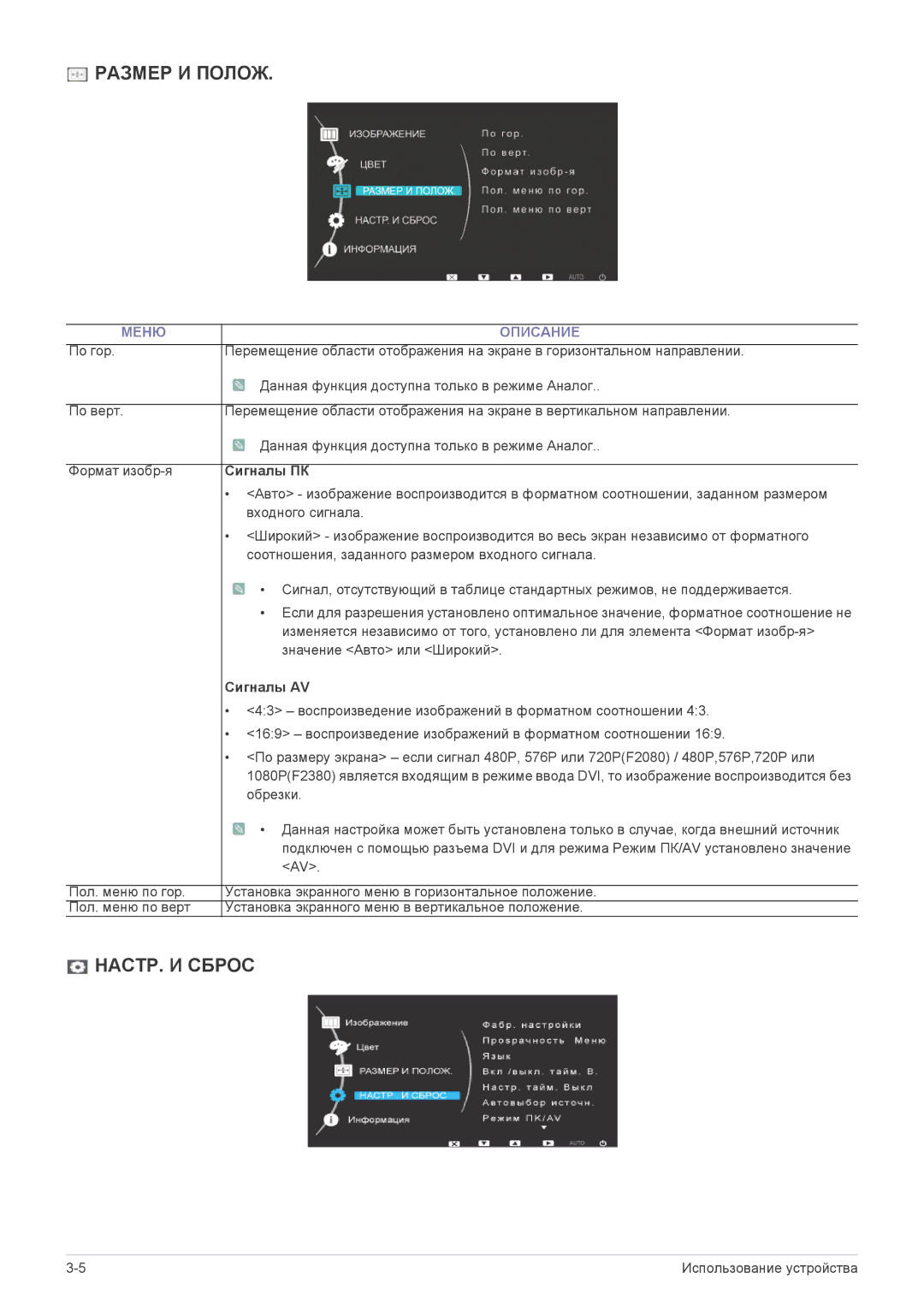 Samsung LS23NVTABW/EN, LS20NVTABW/EN manual Сигналы ПК, Сигналы AV 