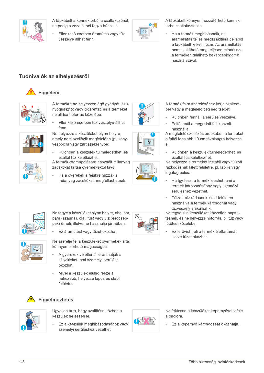 Samsung LS20NVTABW/EN, LS23NVTABW/EN, LS23NVTABW/ZA manual Tudnivalók az elhelyezésről 