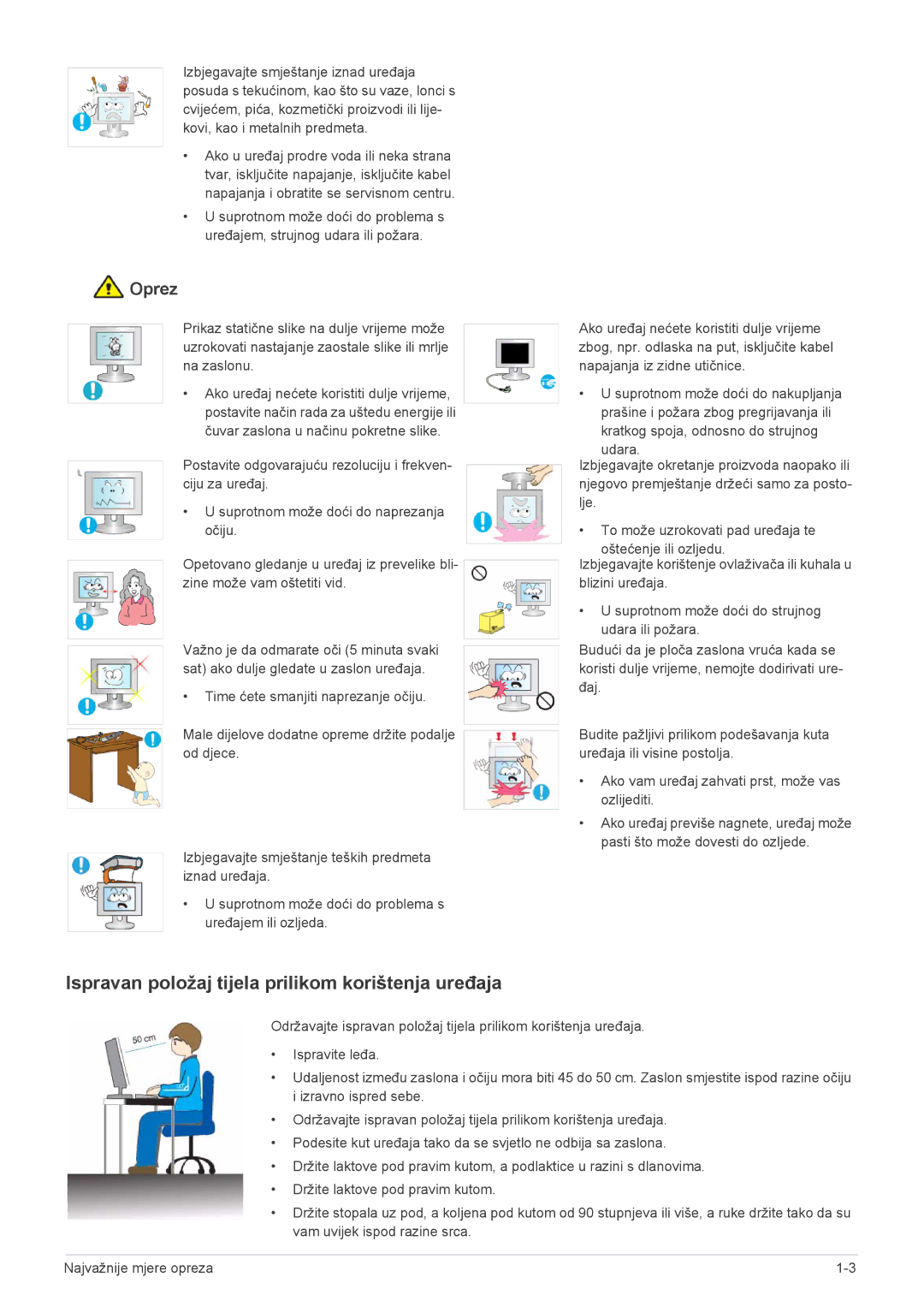 Samsung LS23NVTABW/EN manual Ispravan položaj tijela prilikom korištenja uređaja 