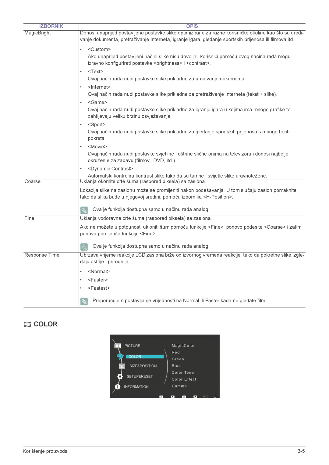 Samsung LS23NVTABW/EN manual Color 