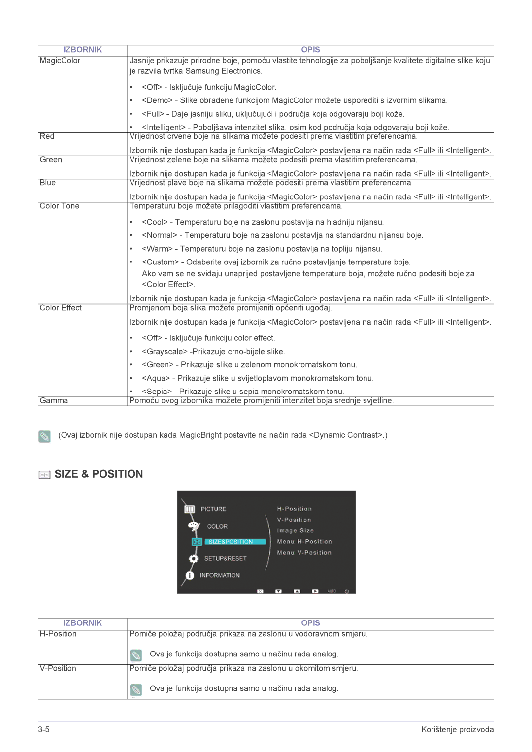 Samsung LS23NVTABW/EN manual Size & Position 