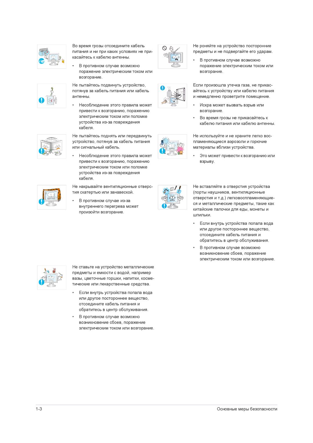 Samsung LS23PUHKF/EN, LS22PUHKFY/EN, LS22PUHKF/EN, LS24PUHKF/EN, LS23PUZKFV/EN Это может привести к возгоранию или взрыву 