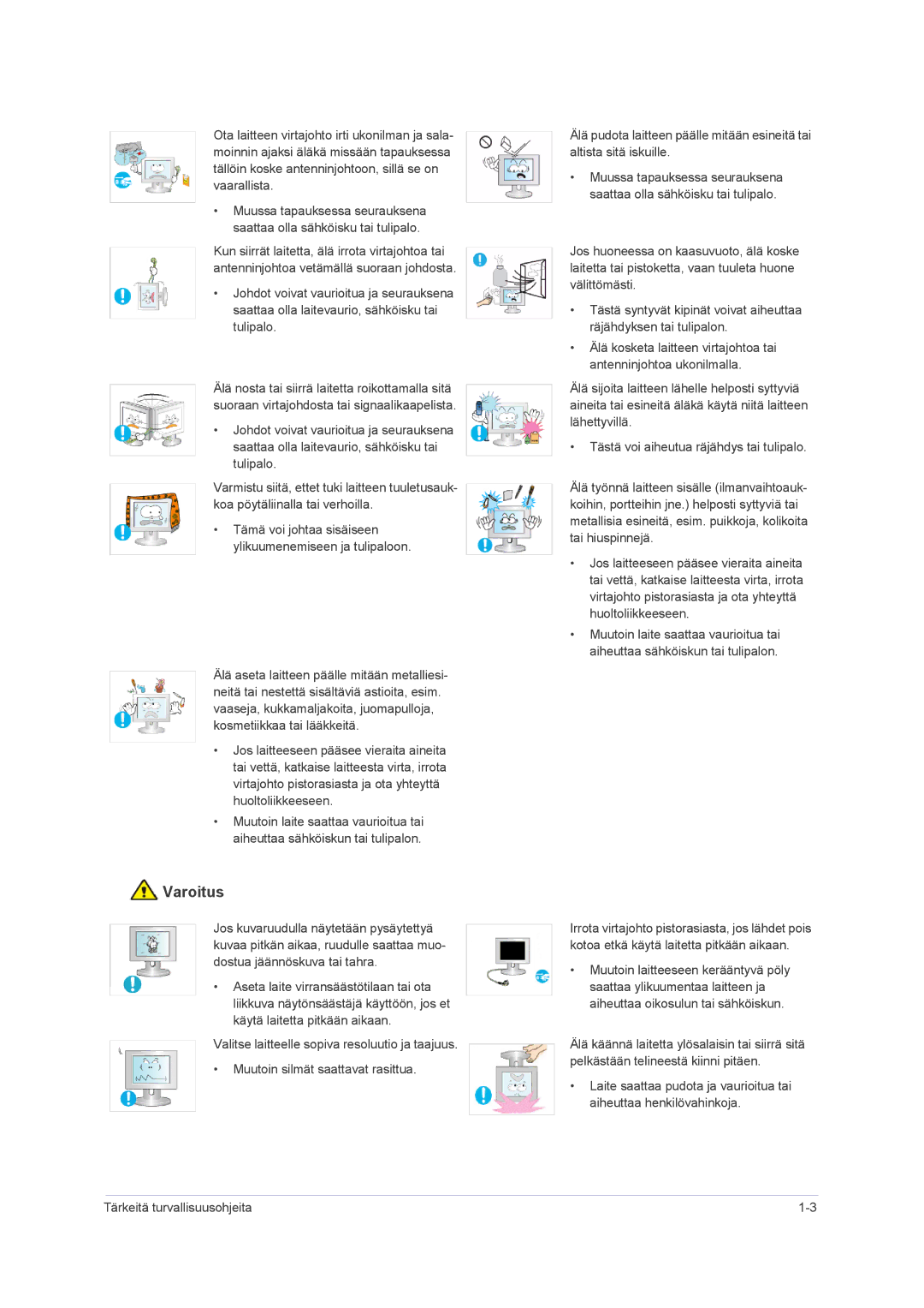 Samsung LS22PUHKFY/EN, LS23PUHKF/EN, LS22PUHKF/EN, LS24PUHKF/EN manual Varoitus 