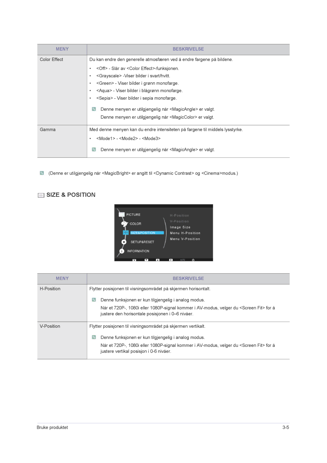 Samsung LS24PUHKF/EN, LS23PUHKF/EN, LS22PUHKFY/EN, LS22PUHKF/EN manual Size & Position 