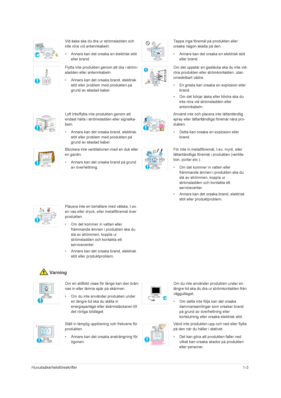 Samsung LS22PUHKFY/EN, LS23PUHKF/EN, LS22PUHKF/EN, LS24PUHKF/EN manual Varning 