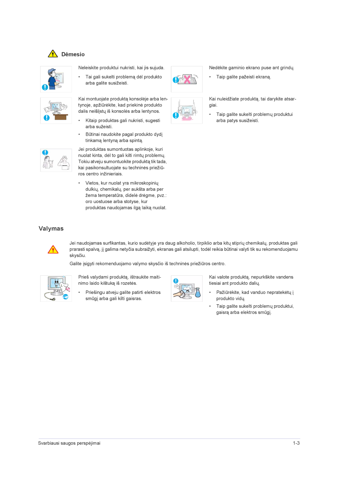 Samsung LS24PUHKF/EN, LS23PUHKF/EN, LS22PUHKFY/EN, LS22PUHKF/EN manual Valymas 