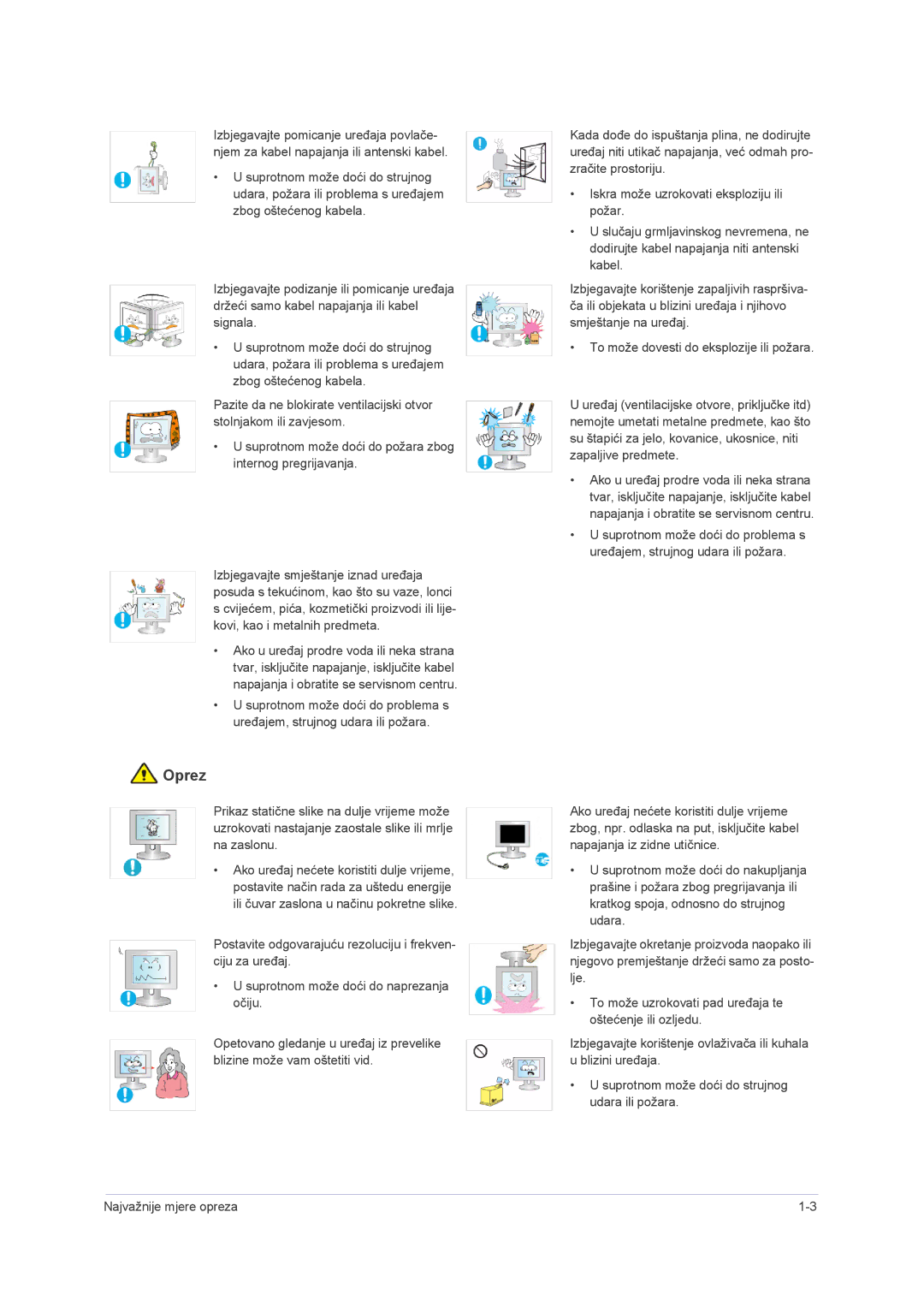 Samsung LS22PUHKFY/EN, LS23PUHKF/EN, LS22PUHKF/EN, LS24PUHKF/EN manual Oprez 