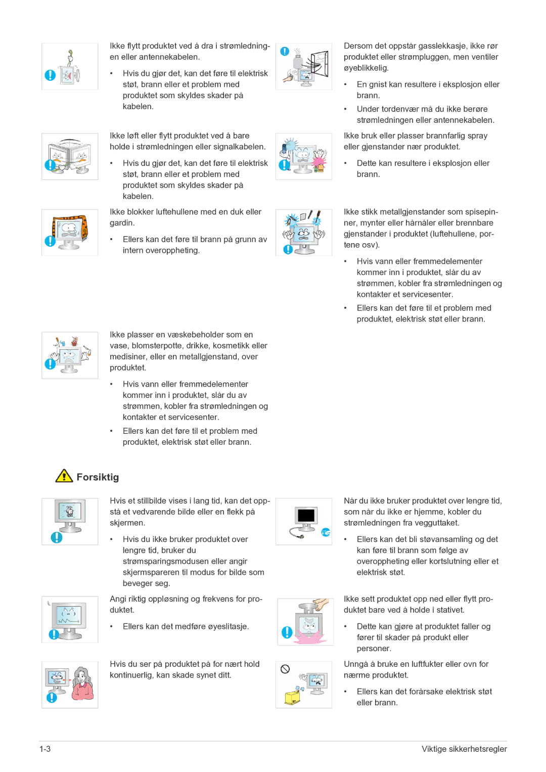 Samsung LS23PUHKF/EN manual Forsiktig 