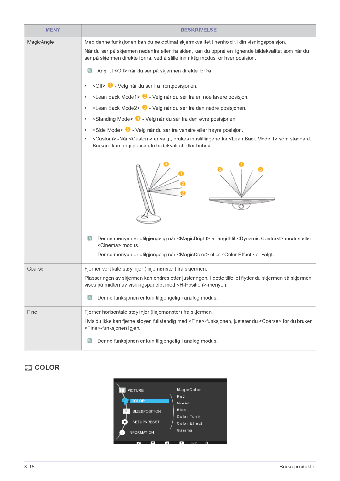 Samsung LS23PUHKF/EN manual Color 