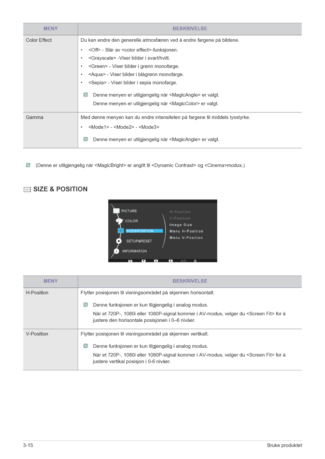 Samsung LS23PUHKF/EN manual Size & Position 